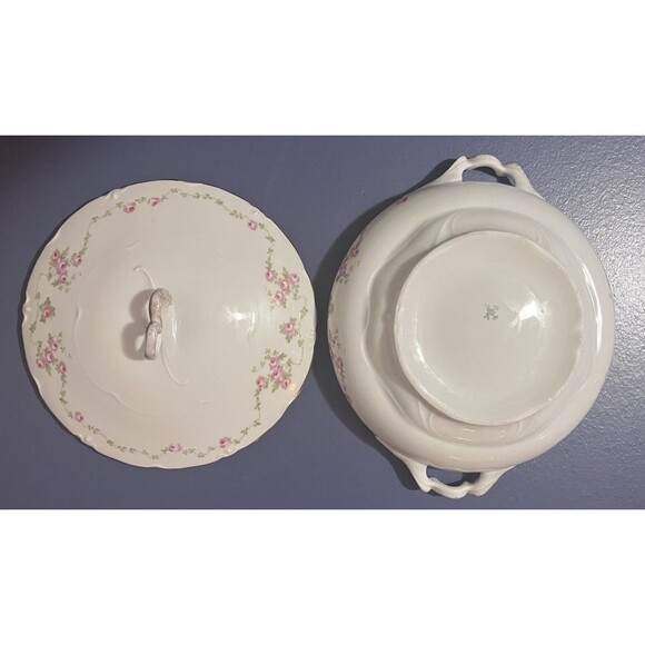 Antique Pirkenhammer Brezova "pink floral" Vegetable Tureen, "4338"- 1920 Design - Picture 13 of 16